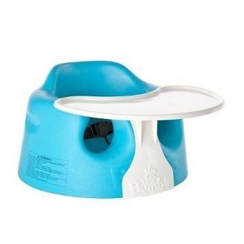 Blue Bumbo seat with tray