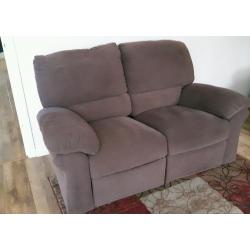 2 x 2 seater sofa in chocolate brown cloth recliners