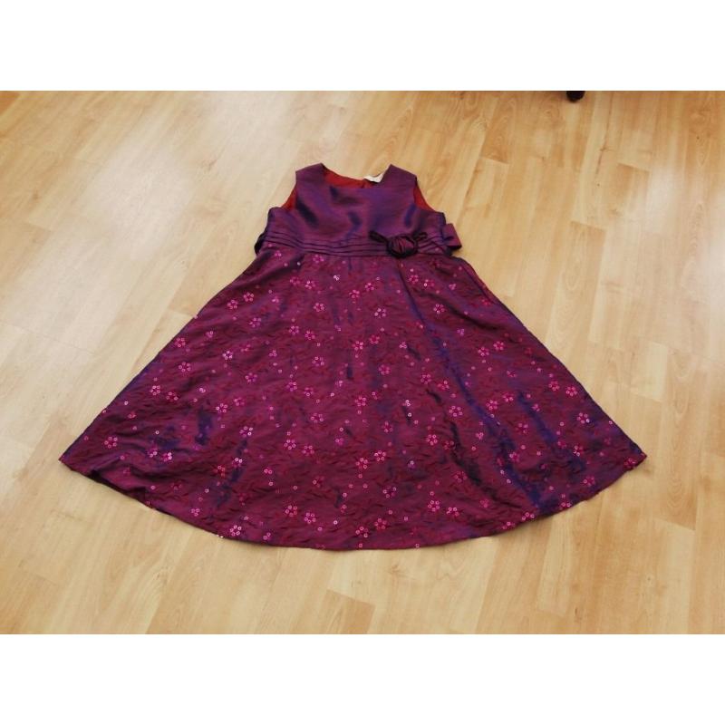 LOVELY MAUVE SATIN LOOK PARTY DRESS WITH SEQUINS AGE 4