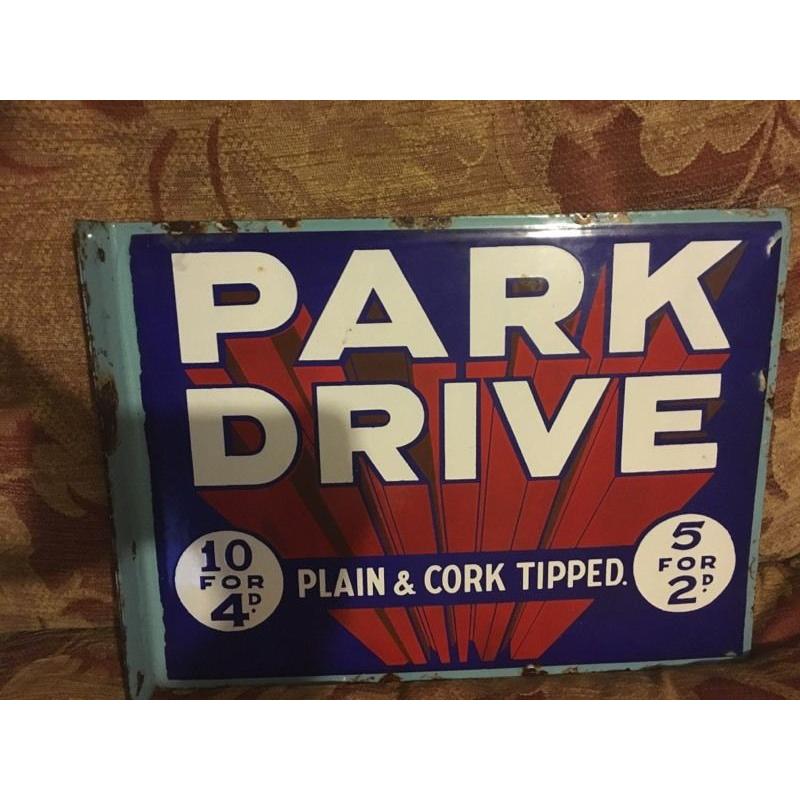 Park drive enamel sign