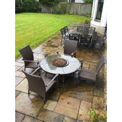 Heavy duty furniture set with fire pit