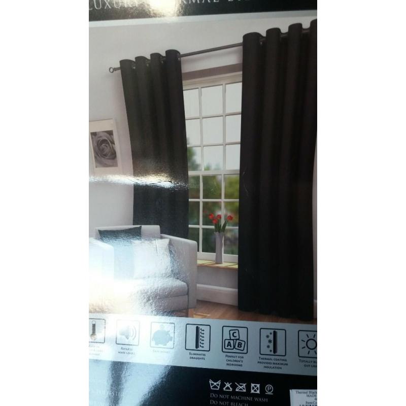 Black eyelet black out curtains