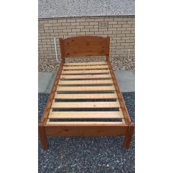 Solid Pine single bed frame. used, Antique Pine colour
