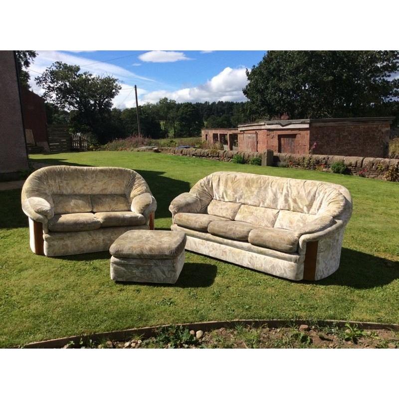 Sofas, 3 plus 2 seater and footstool.