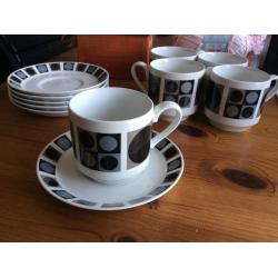 Retro Midwinter coffee cup and saucer set