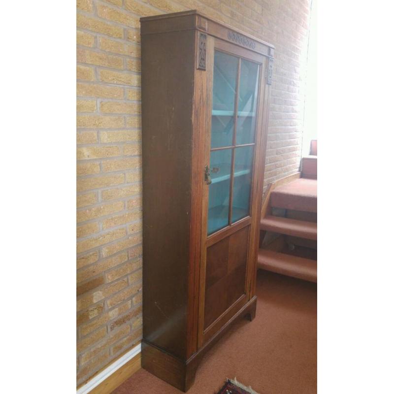 Vintage Glazed Oak Display Cabinet