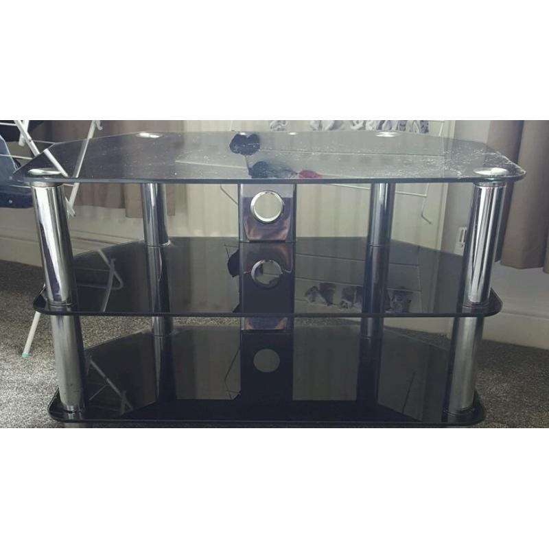 Black glass tv stand
