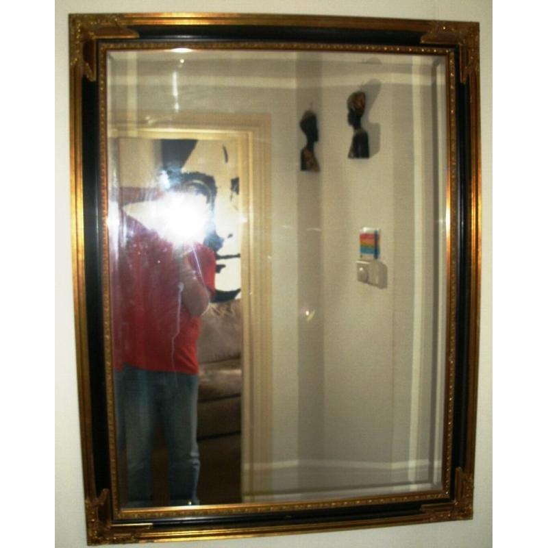 MIRROR, LARGE, bevelled edge, gold framed, 4 foot by 3 foot!