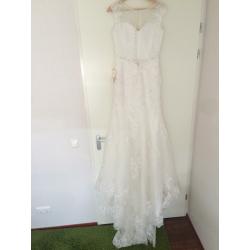 Never worn Beautiful lace trumpet dress with lace court train