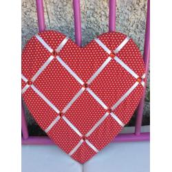 Red heart pin board photo board gingham style large