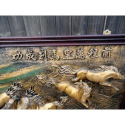 Chinese Restaurant 3 Dimensional Horses Mural picture - Fiberglass Wall Sculpture