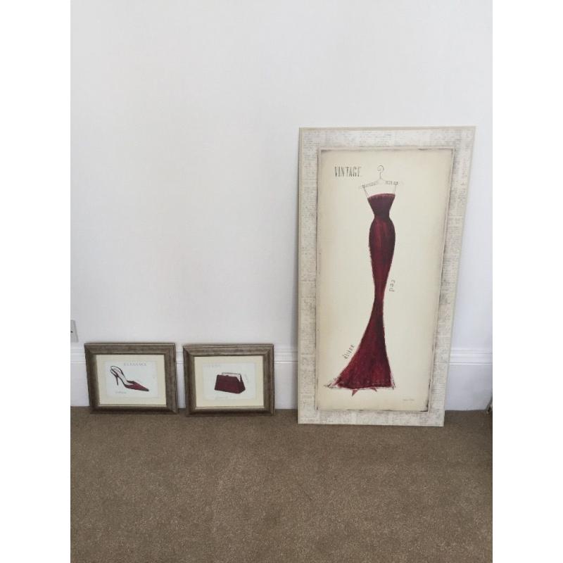 Vintage red dress, shoe and handbag pictures