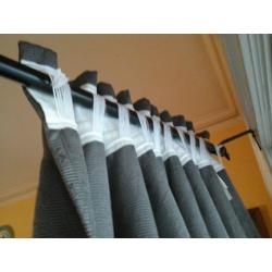 IKEA ANITA curtains, dark grey with tie-backs, 145 x 300cm, 2 pairs