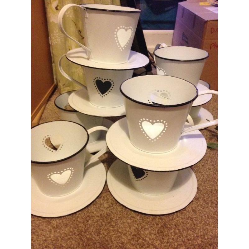 Large Teacups with Hearts Decoration
