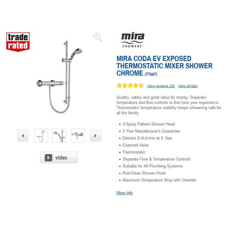 MIRA CODA Thermostatic shower brand new in box with receipt