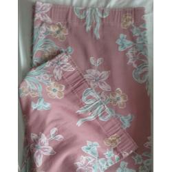 Pair of dusky pink curtains with flowers & bows