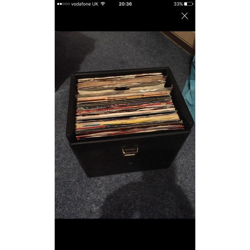 Box of vinyl singles
