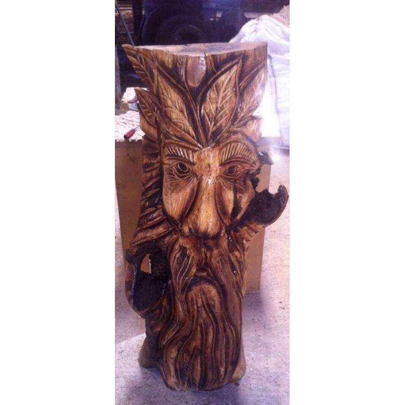 Chainsaw carved green man
