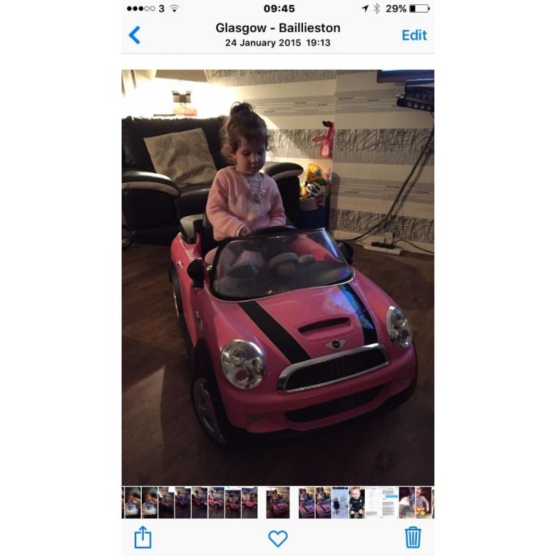 Pink Mini Cooper electric car