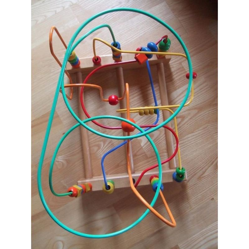 Wooden Bead Maze Bead roller coaster Large Tall H43xW38xD30cm Abacus Motor Training Count Education