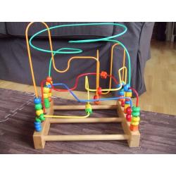 Wooden Bead Maze Bead roller coaster Large Tall H43xW38xD30cm Abacus Motor Training Count Education