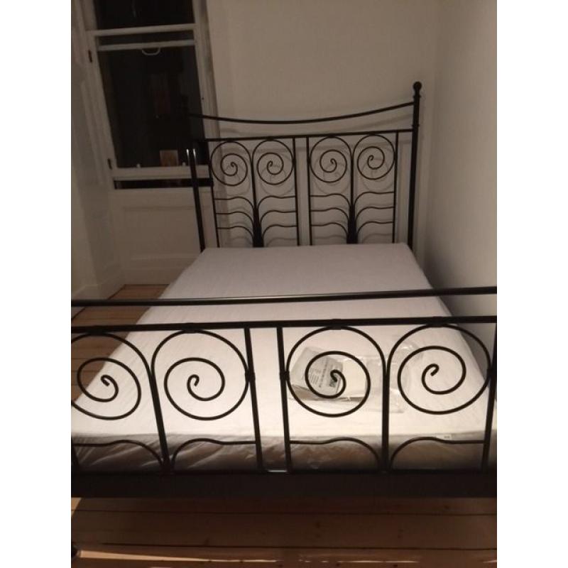 Ikea black metal double bed
