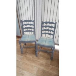 6 x Shabby Chic, Vintage, Grey Chalk and tartan wool upholstered chairs