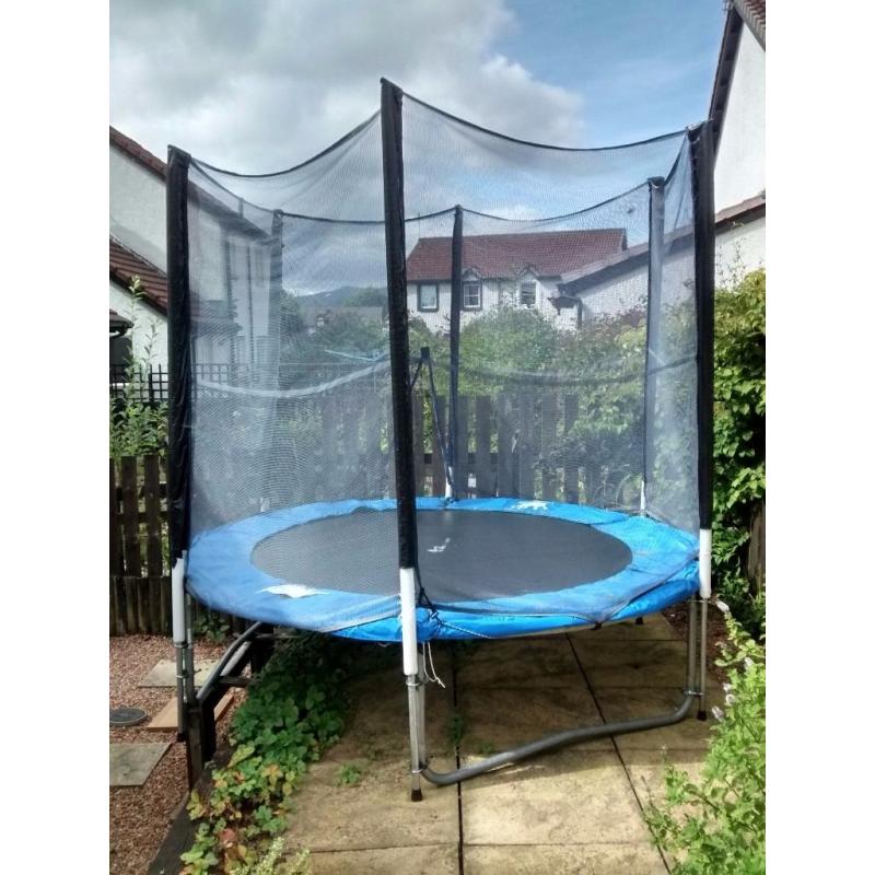 8ft round trampoline with enclosure.