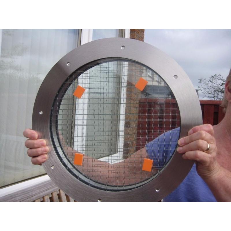 Brand new unused s/steel framed glazed porthole with all s/steel matching connectors