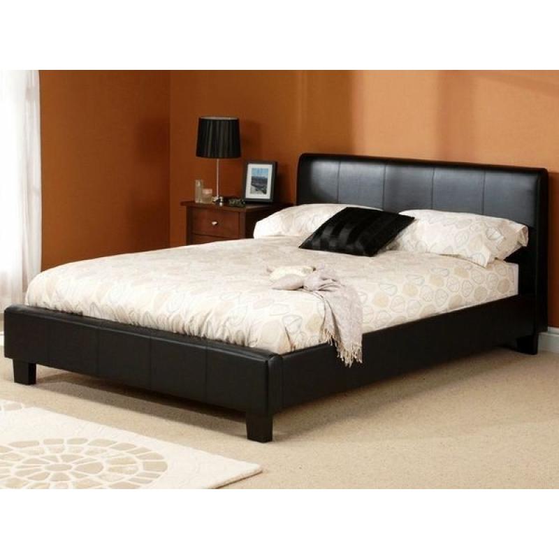 STYLISH LEATHER DOUBLE BED AND MATTRESS