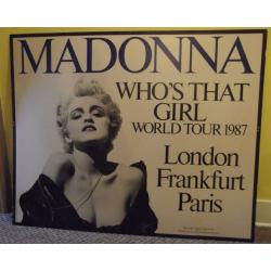 Madonna Memorabilia Original Who's That Girl Tour Board Mounted Poster 1987