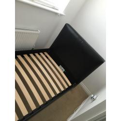 Black single faux leather bed