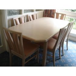 G Plan Limed Oak finish Dining Table and 6 chairs