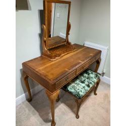 Antique 1910 dressing table, mirror and stool
