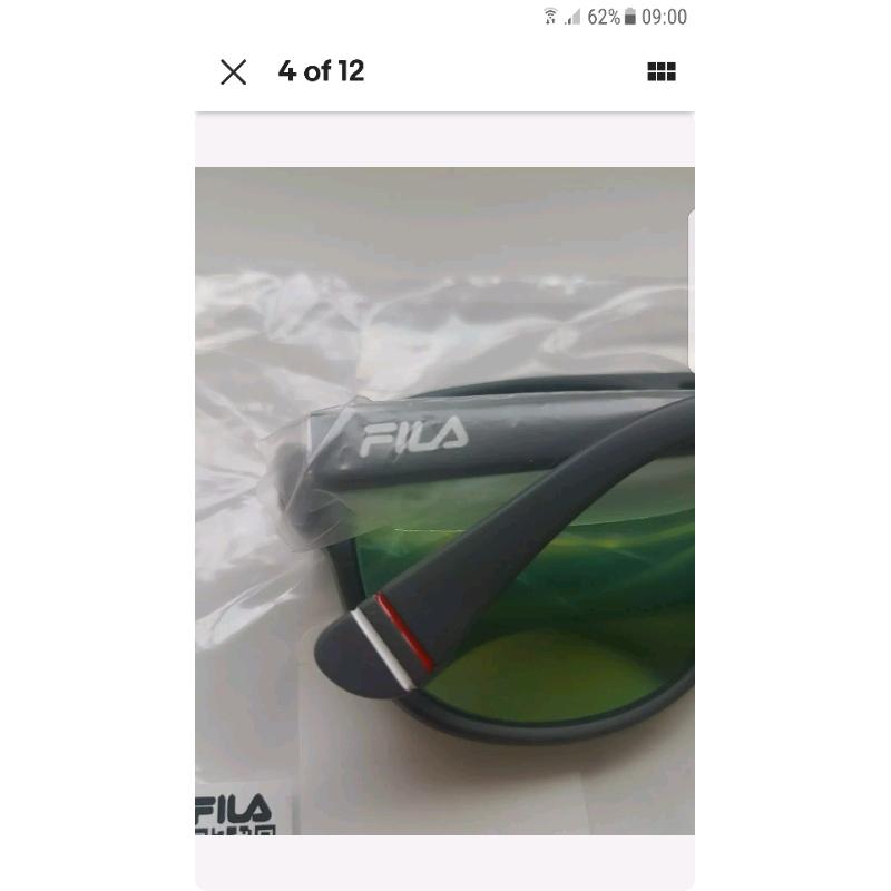 BNWT Genuine FILA Matte Grey Large Square Aviator-Style Sunglasses