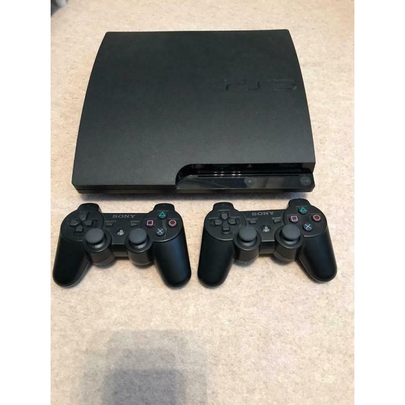 PS3 + 2 Controllers + Logitech Steering Wheel + PS3 remote + 14 games