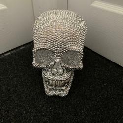 Skull head large skeleton gothic silver diamant? ornament couple present gift