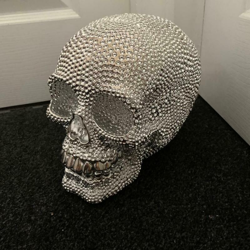 Skull head large skeleton gothic silver diamant? ornament couple present gift