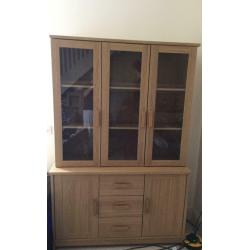 Two glass & oak dresser cupboards for sale