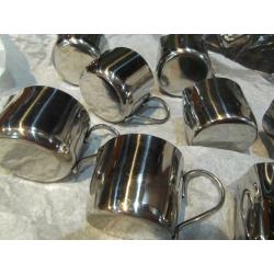Job lot of eight stainless steel individual portion milk jugs - excellent condition