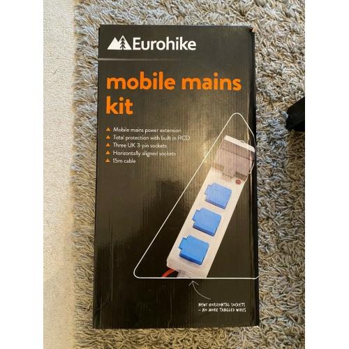 Eurohike Mobile Mains Kit (15M - 3 Socket) Perfect Condition