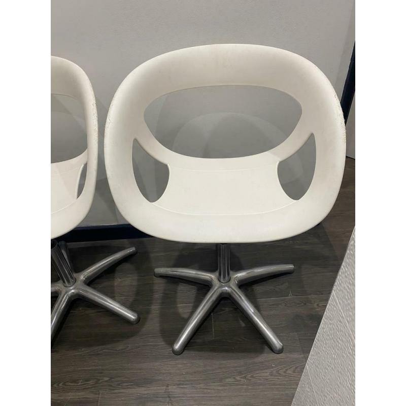 x2 White Swivel Height Adjustable Chairs for Office/ Home Use