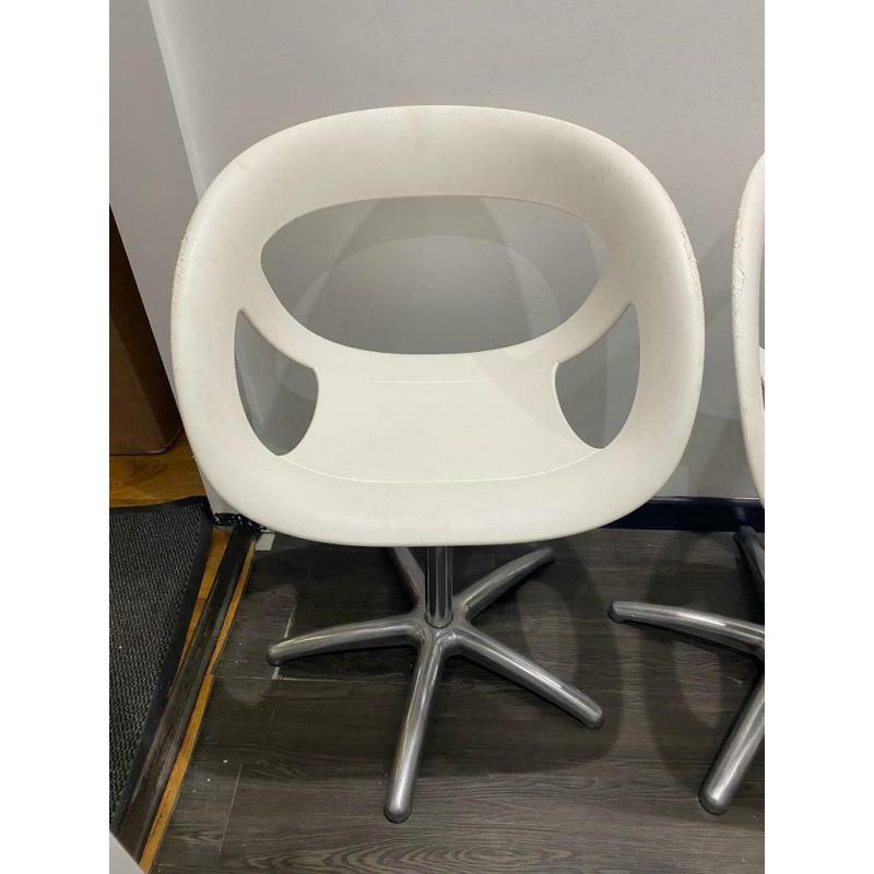 x2 White Swivel Height Adjustable Chairs for Office/ Home Use