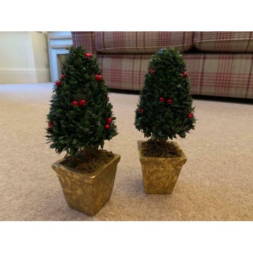 Two small Christmas tree decorations table decorations