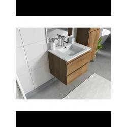 New wall hung vanity and basin wood finish - bathroom cabinet