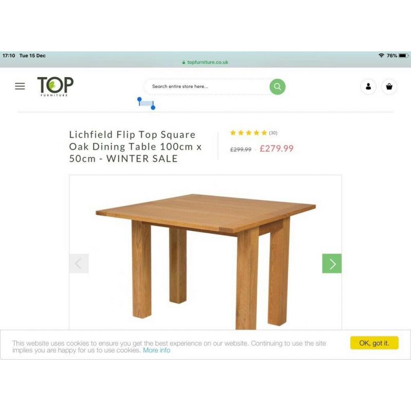 Oak flip top table