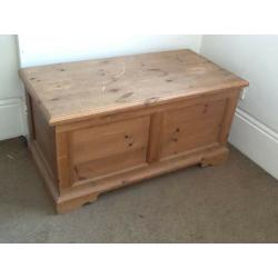 large pine chest or trunk with a lid and nice patina