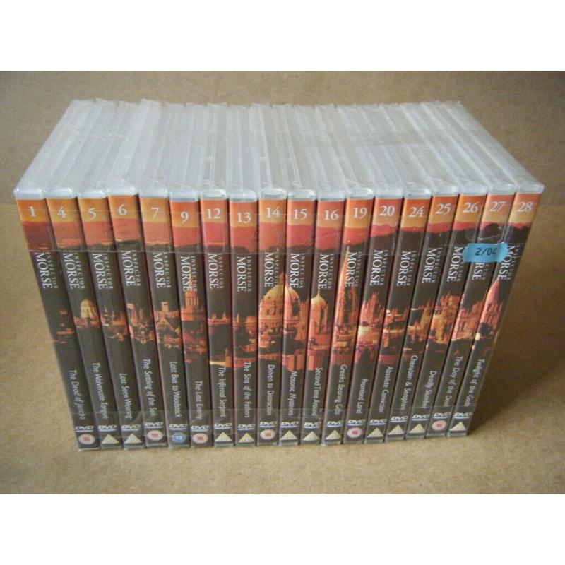 18 INSPECTOR MORSE DVD'S. From the Complete collection. All new and sealed.