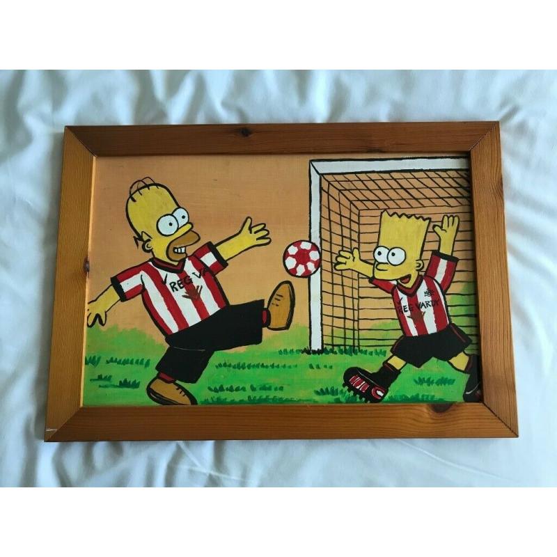 The Simpsons Sunderland AFC vintage wooden framed picture ideal for christmas
