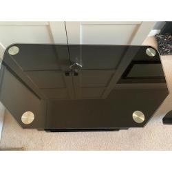 Black glass and chrome TV stand